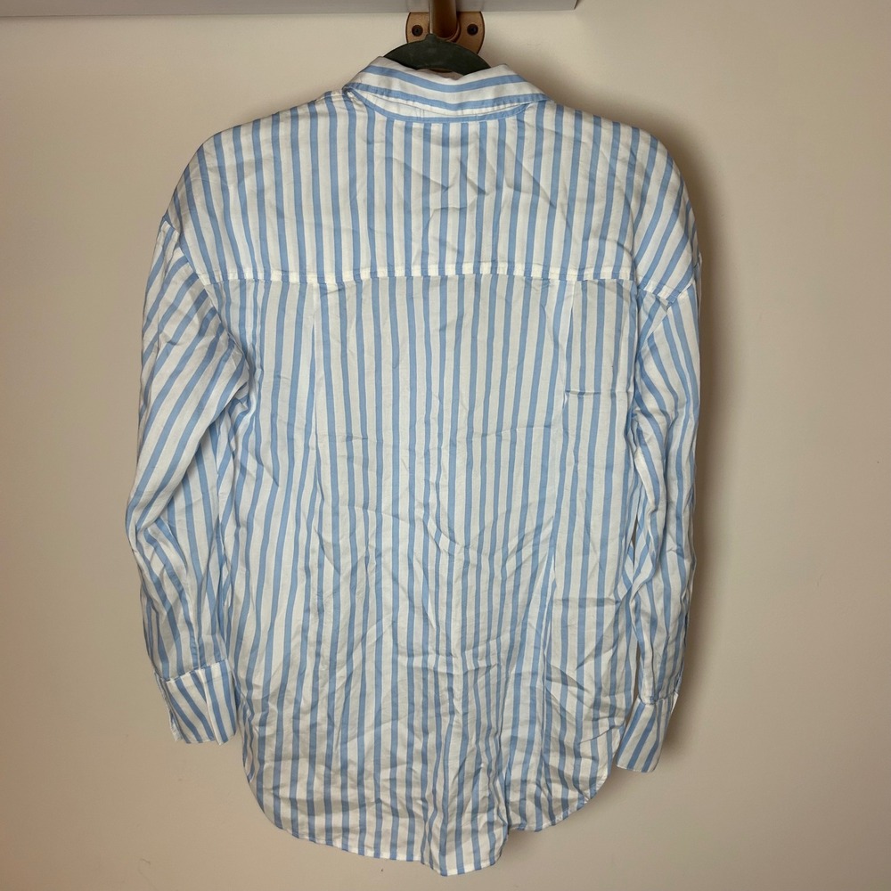 Bella Dahl Blue White Striped Tencel Cotton Button Down Shirt XS B2446-G32-304 - Picture 5 of 6